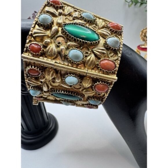 Gorgeous Vintage Silver Tribal With Semi Precious Stones Sterling Silver Set - Picture 8 of 16